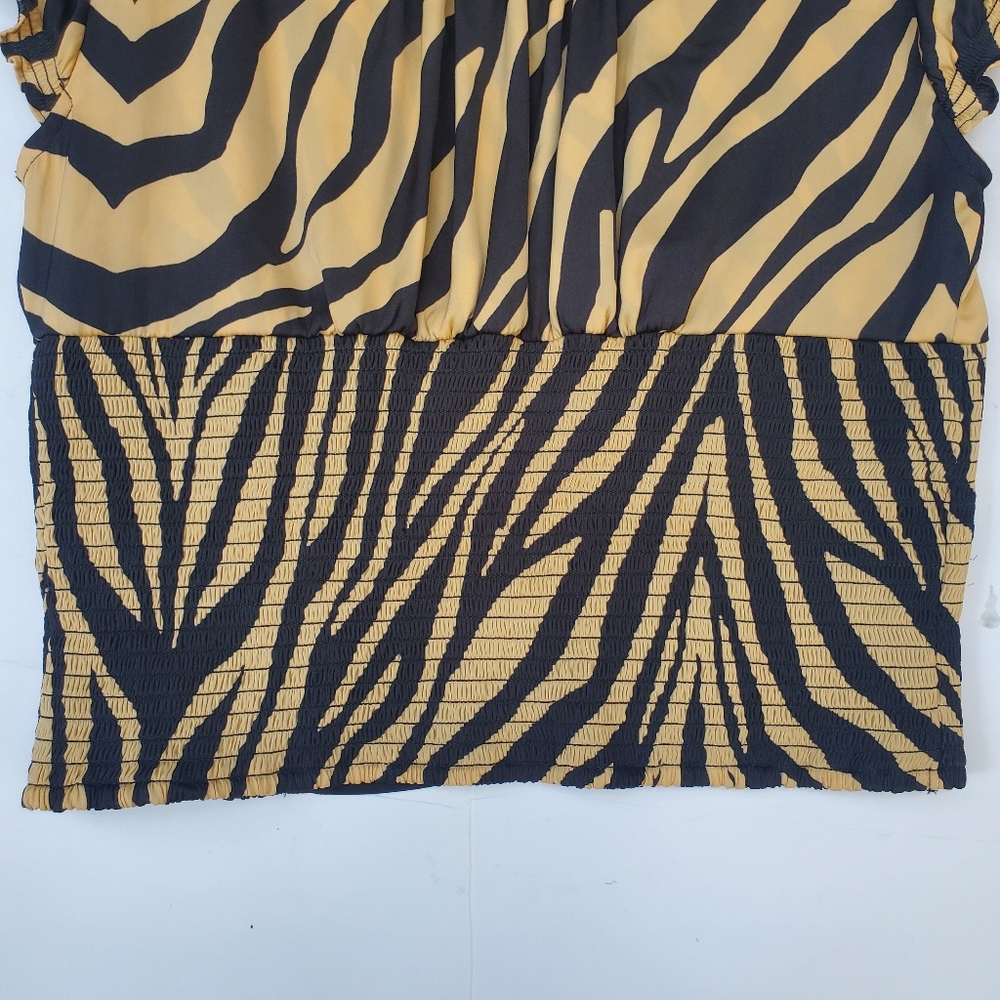Free People "Show Me Love" Zebra Print Smock Top Size XL - Picture 9 of 13